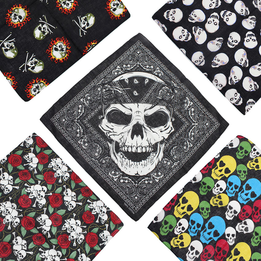 Cycle Zone - Crânio bandana lenço quadrado 100% algodão