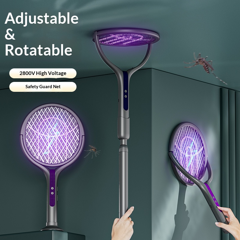 Head Racket Boom - Cabeça rotativa bug zapper raquete recarregável